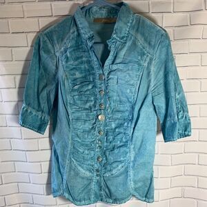 Bottega Shabby Chic Boho Cotton Shirt Size M